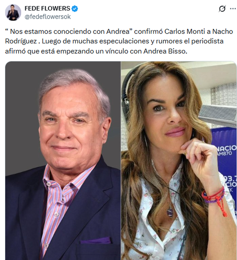 El conductor confirmó que se está conociendo con Andrea Bisso. El conductor confirmó que se está conociendo con Andrea Bisso. 