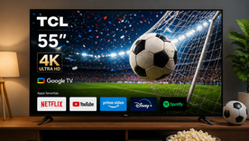TCL 55V6C-F ofrece pantalla 4K de 55 pulgadas, ideal para disfrutar el Mundial 2026. TCL 55V6C-F ofrece pantalla 4K de 55 pulgadas, ideal para disfrutar el Mundial 2026.