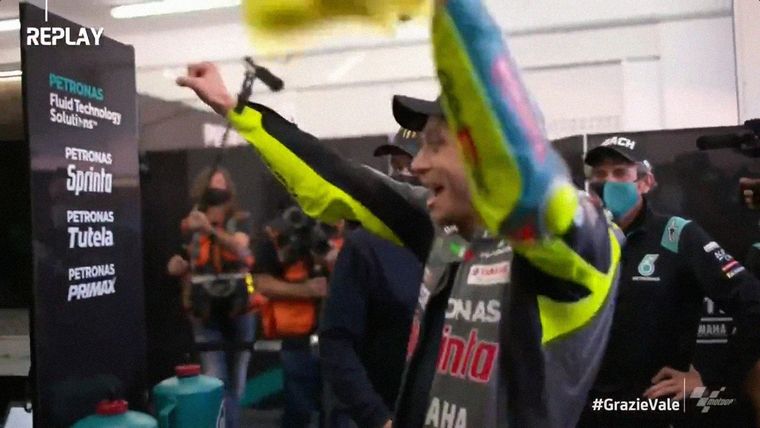 Il Dottore no pudo ocultar su alegría Foto: MotoGP