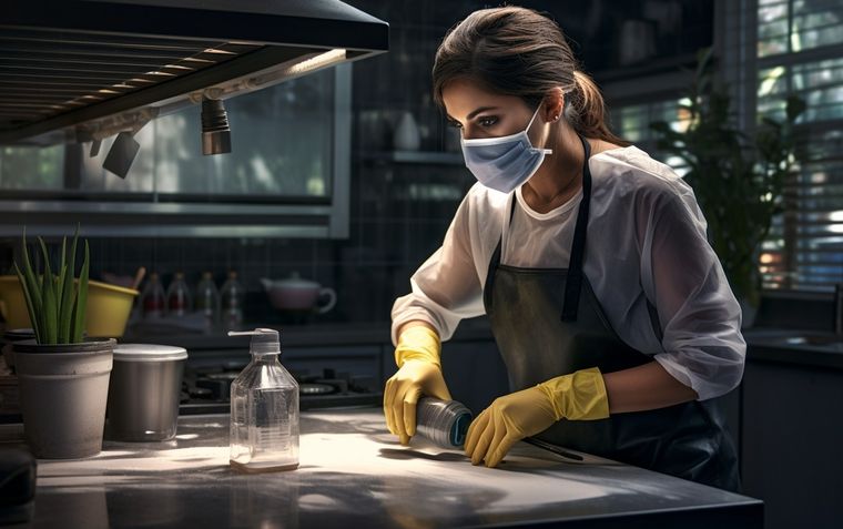 Hay que tener muchas precauciones a la hora de limpiar con amoníaco. Foto: Imagen de IA generada por Midjourney