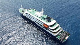 El crucero MV Hondius anclado frente al puerto de Praia, la capital de Cabo Verde, el 4 de mayo de 2026.