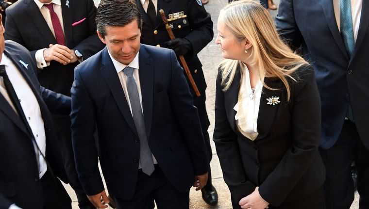 La vicegobernadora y titular del Senado, Hebe Casado y el titular de la Cámara de Diputados, Andrés Lombardi. Foto: ALF PONCE MERCADO / MDZ