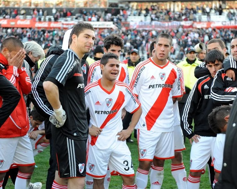 Carrizo, el Keko Villalba y Maidana, tras el empate. Foto: archivo