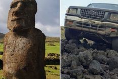 El turista chocó varios moai de la Isla de Pascua y quedó detenido