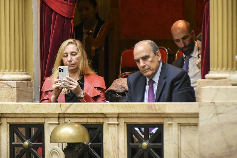 El Gobierno está jugando fuerte, aseguró un legislador por los vetos. Foto: Karina Milei y Guillermo Francos, en el Congreso.