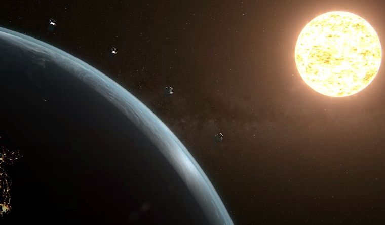 Ilustración de los satélites de la misión PUNCH una vez desplegados en órbita terrestre. Foto: Dpa.