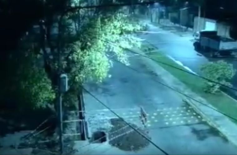 El robo de cables fue captado por las cámaras de seguridad.