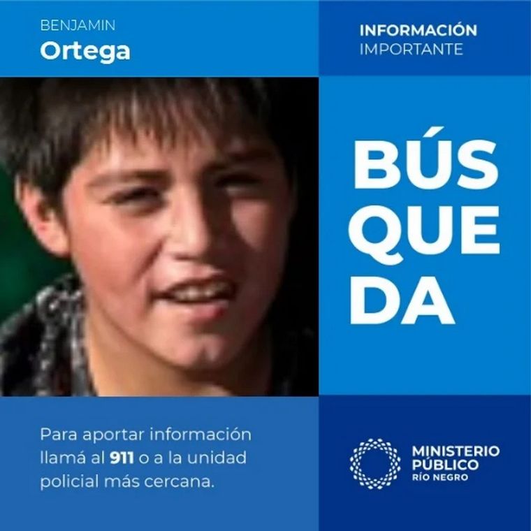 La fiscalía de turno de Bariloche activó el protocolo de búsqueda para localizar a Benjamín Tahiel Ortega, un niño de 9 años que se encuentra desaparecido desde el pasado viernes 19 de septiembre.