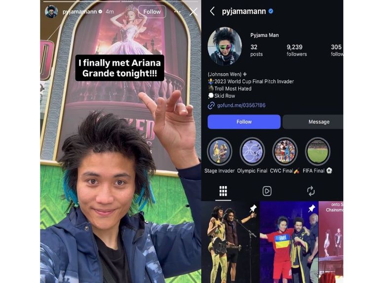 El atacante que pasó el cordón de seguridad y acosó a Ariana Grande. El atacante que pasó el cordón de seguridad y acosó a Ariana Grande.