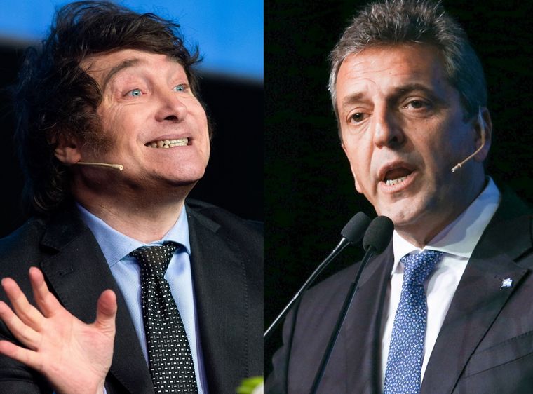 Qué dicen los gestos de Javier Milei y Sergio Massa. Foto: Noticias Argentinas