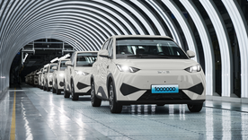 La unidad número un millón del auto eléctrico de BYD para el segmento A salió de la línea de montaje de la factoría de Xi’an, China.