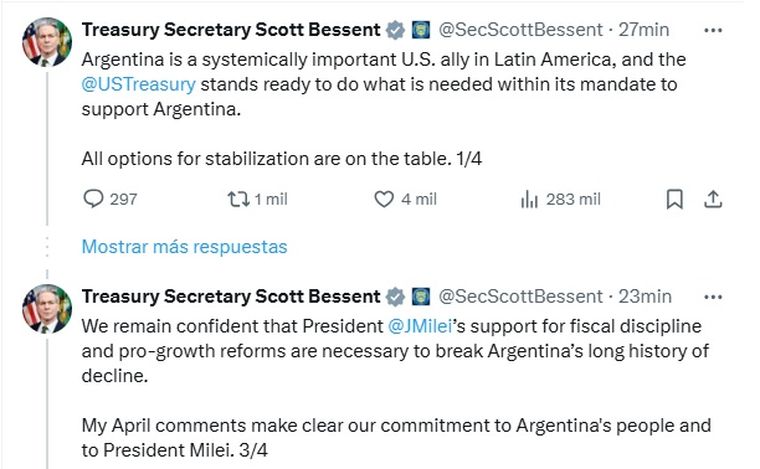 El mensaje de Scott Bessent. El mensaje de Scott Bessent.