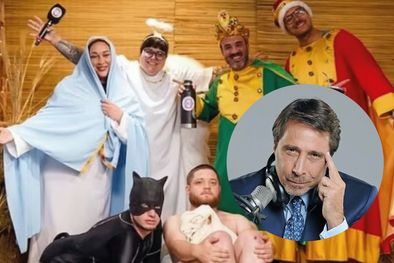 MDZol | Eduardo Feinmann y los protagonistas del Sketch del pesebre viviente de OLGA. Foto: Fotos: captura de pantalla de OLGA - Instagram @eduardofeinmann