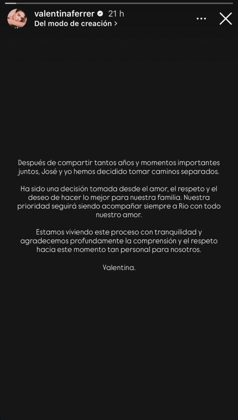 El comunicado que compartió la modelo en las últimas horas. El comunicado que compartió la modelo en las últimas horas.
