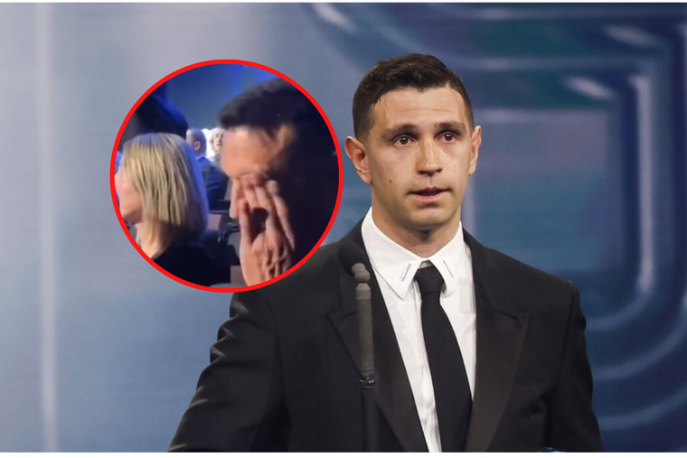 Scaloni se tuvo que secar las lágrimas al escuchar el nombre de Dibu Martínez como mejor arquero del mundo. Foto: EFE