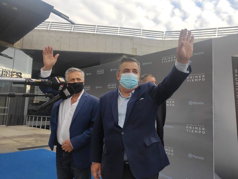 Alfredo Cornejo y Mario Negri, en la presentación del libro de Macri. Foto: Infobae