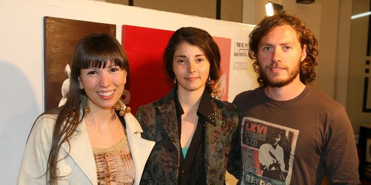 Melisa Nafisi, Clara Nicosia y Sebastián Caprio, recorriendo obras mendocinas. Foto: Gentileza