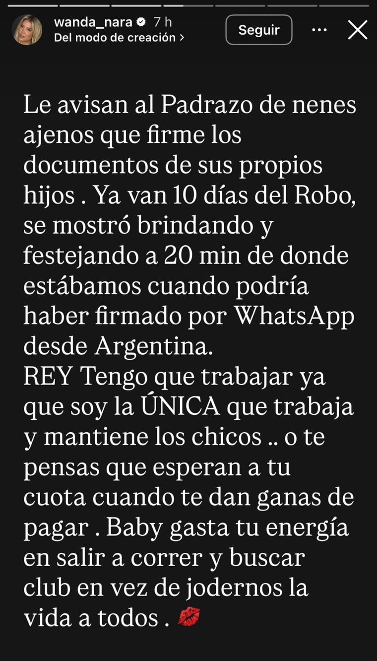 Wanda Nara, enojada en redes.