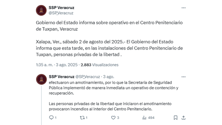 Comunicado oficial de la Secretaría de Seguridad Pública ante el violento motín. Comunicado oficial de la Secretaría de Seguridad Pública ante el violento motín.