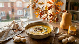 Sopa crema de calabaza. Fuente: IA Gemini Sopa crema de calabaza. Fuente: IA Gemini