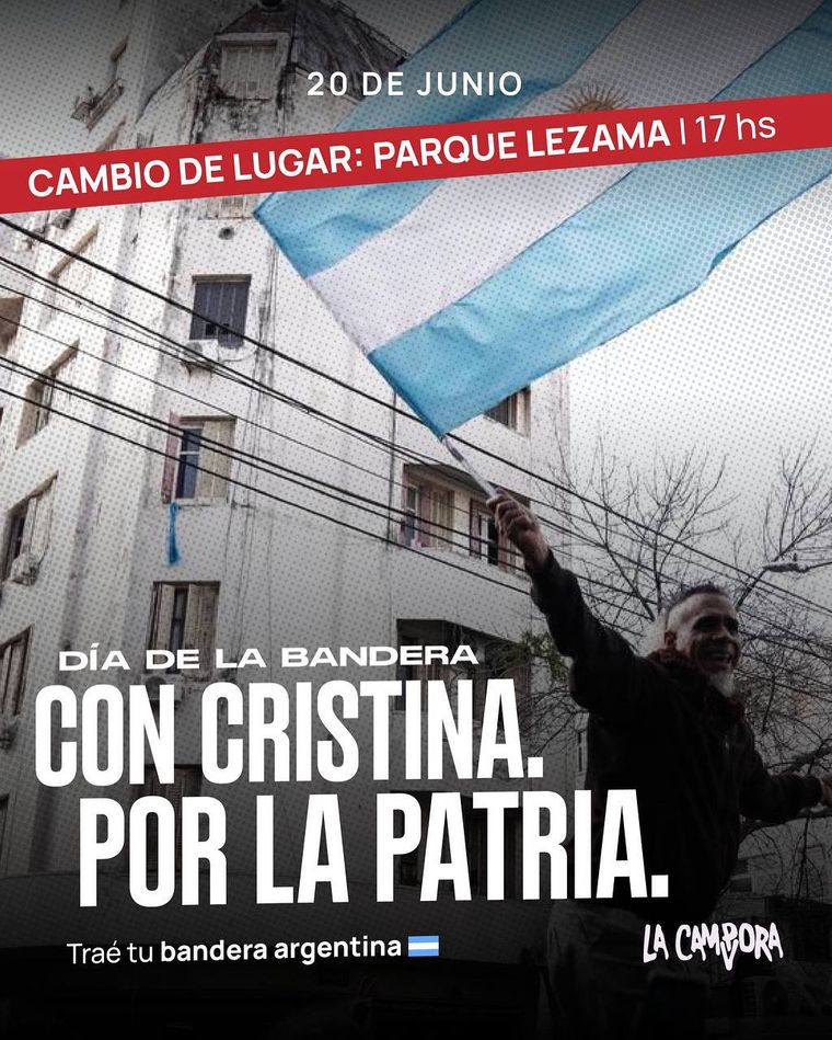 Cristina Fernández de Kirchner pidió mudar el banderazo a Parque Lezama en lugar de frente a su domicilio. Cristina Fernández de Kirchner pidió mudar el banderazo a Parque Lezama en lugar de frente a su domicilio.