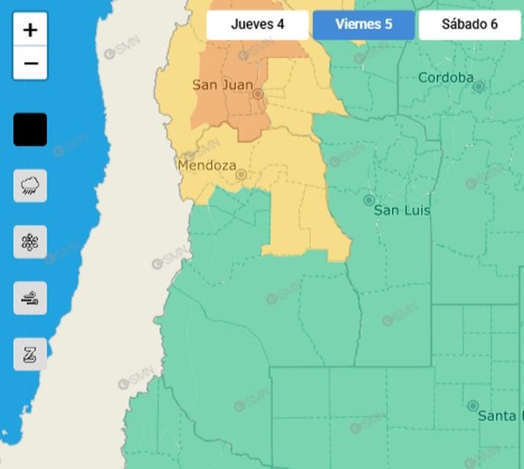 El SMN emitió un alerta por tormentas para este viernes en Mendoza. El SMN emitió un alerta por tormentas para este viernes en Mendoza.