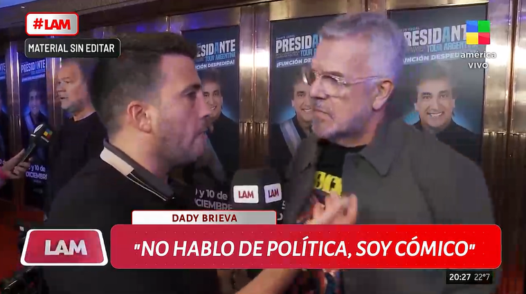 Dady Brieva reaccionó fuertemente cuando le hablaron sobre política. Dady Brieva reaccionó fuertemente cuando le hablaron sobre política.