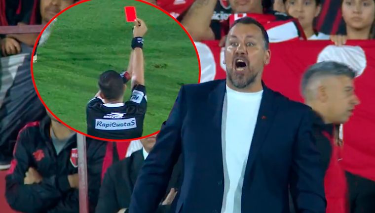 Fabbiani no se contuvo luego de que Merlos le mostrara la tarjeta roja.