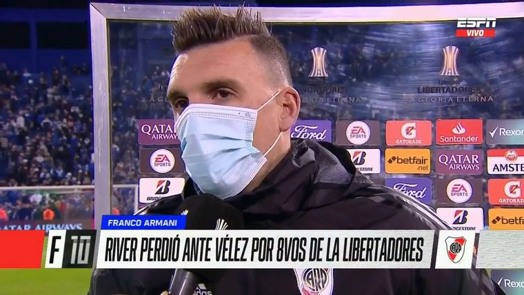 Armani tuvo un duro análisis del partido que realizó River ante Vélez.