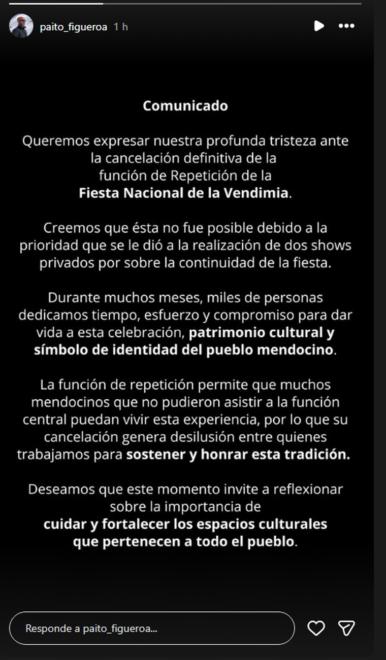 El comunicado compartido en las redes sociales. El comunicado compartido en las redes sociales.