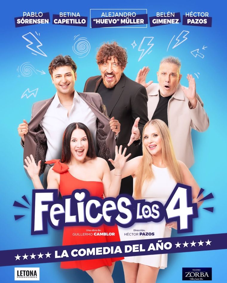 Felices los 4 es una obra de teatro que, actualmente, se está llevando a cabo en Villa Carlos Paz. Felices los 4 es una obra de teatro que, actualmente, se está llevando a cabo en Villa Carlos Paz.