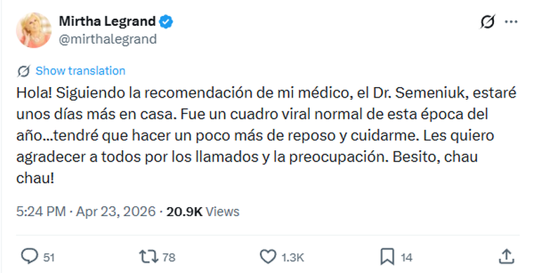 La diva se expresó en la plataforma digital. La diva se expresó en la plataforma digital.