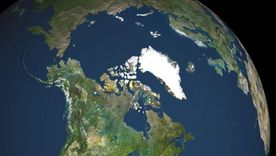 Vista desde el espacio, Groenlandia aparece mucho más pequeña que en los mapas convencionales. Vista desde el espacio, Groenlandia aparece mucho más pequeña que en los mapas convencionales.