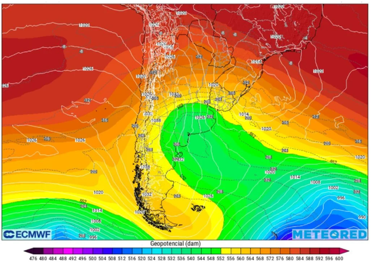 El sistema europeo indica la llegada de una masa de aire polar en Buenos Aires. El sistema europeo indica la llegada de una masa de aire polar en Buenos Aires.