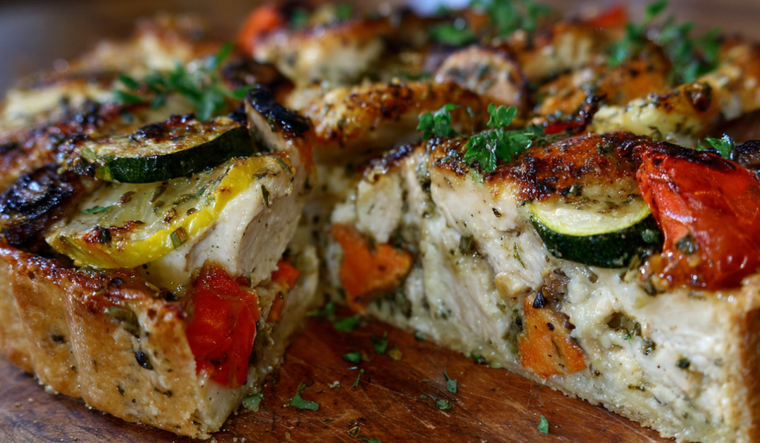 Tarta salada de pollo y vegetales Tarta salada de pollo y vegetales