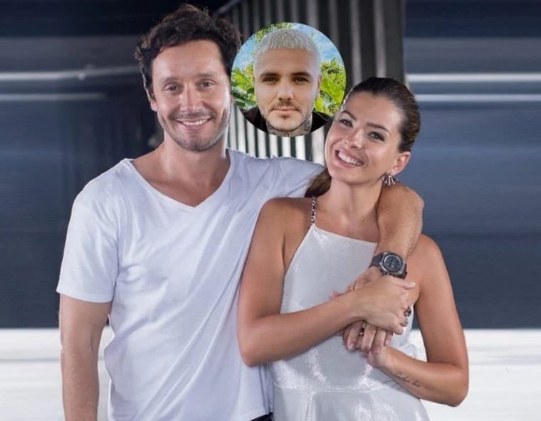 Benjamín Vicuña, Mauro Icardi y María Eugenia Suárez Foto: X @eltreceoficial/ Instagram Mauroicardi.