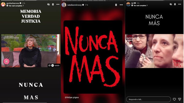 Las publicaciones de Georgina, Natalia Oreiro y Lali Espósito. Las publicaciones de Georgina, Natalia Oreiro y Lali Espósito.