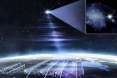 La galaxia y una representación artística de CHIME/FRB y sus estabilizadores localizando FRB 20250316A/RBFLOAT. Foto Dpa La galaxia y una representación artística de CHIME/FRB y sus estabilizadores localizando FRB 20250316A/RBFLOAT. Foto Dpa