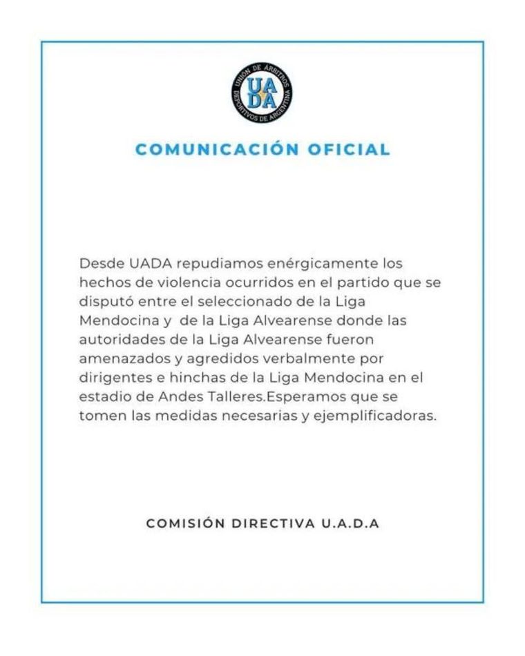 El comunicado completo de la UADA El comunicado completo de la UADA