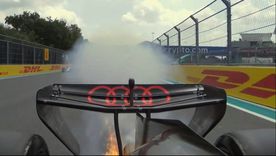 El auto de Hulkenberg sufrió un incendio antes del inicio de la Sprint.