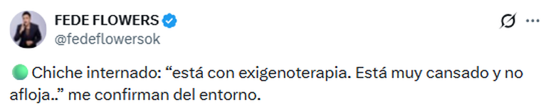 Novedades sobre la salud de Chiche Gelblung. Novedades sobre la salud de Chiche Gelblung.