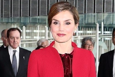 Letizia Ortiz y el conjunto verde que hace juego con sus zapatos plateados