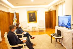 Suarez y la ministra de Salud en la reunión con el Presidente. Foto: Gobierno de Mendoza