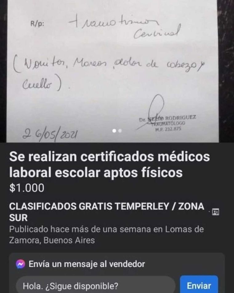 La publicación que realizaba en Facebook la sospechosa