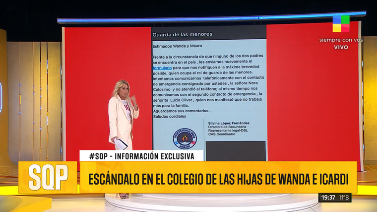 El correo que enviado por el colegio de las hijas de Wanda Nara y Mauro Icardi. Foto: captura de pantalla/ América TV. El correo que enviado por el colegio de las hijas de Wanda Nara y Mauro Icardi. Foto: captura de pantalla/ América TV.