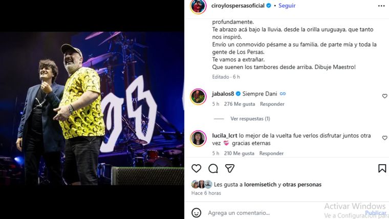 Andrés Ciro Martínez, desde Uruguay, le dedicó palabras cargadas de nostalgia: "Te veré siempre detrás de los parches". Andrés Ciro Martínez, desde Uruguay, le dedicó palabras cargadas de nostalgia: "Te veré siempre detrás de los parches".