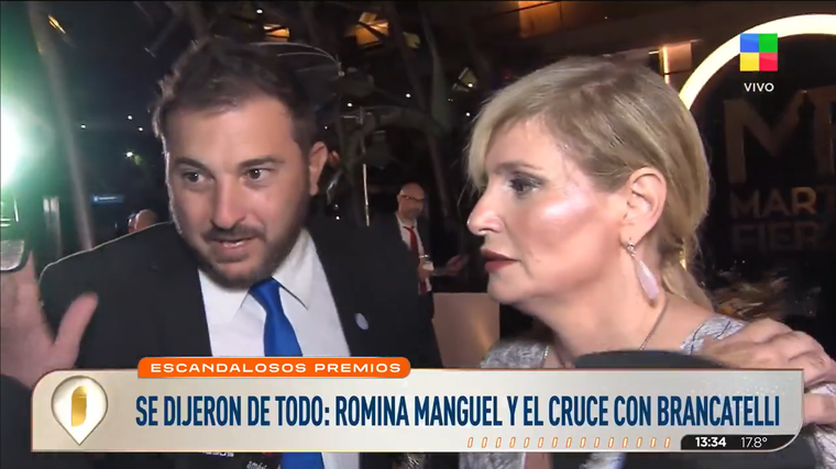 Fuerte cruce entre Diego Brancatelli y Romina Manguel. Fuerte cruce entre Diego Brancatelli y Romina Manguel.