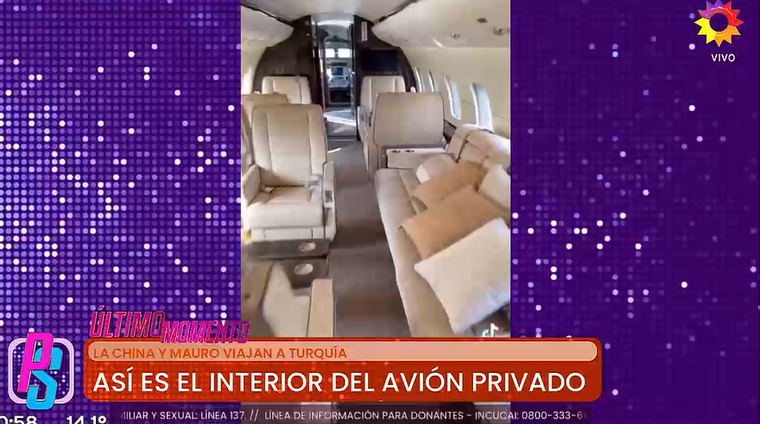 El interior de la aeronave. Foto: captura de video/ El Trece. El interior de la aeronave. Foto: captura de video/ El Trece.