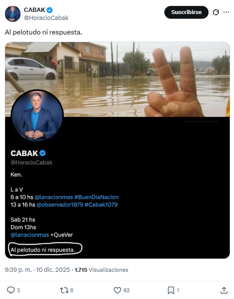 Horacio Cabak no se quedó callado y arremetió contra Jorge Rial. Horacio Cabak no se quedó callado y arremetió contra Jorge Rial. 