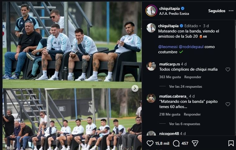 El posteo con el que Chiqui Tapia intentó mostrar que la cábala se seguía cumpliendo, previo a Mauritania. El posteo con el que Chiqui Tapia intentó mostrar que la cábala se seguía cumpliendo, previo a Mauritania.